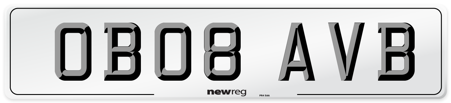 OB08 AVB Number Plate from New Reg